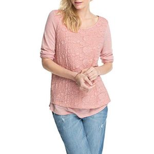 ESPRIT Dames shirt met lange mouwen met kant, effen, roze (Dusty Rose 598), L