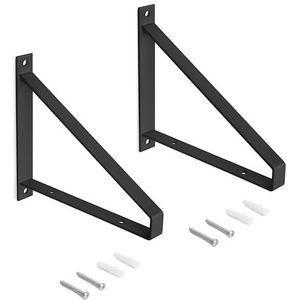 Emuca - Set van houten plankdragers met driehoekige vorm, Staal, zwart