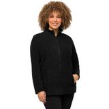 Ulla Popken - Fleece Jas - Zwart - Normale Pasvorm - Lange Mouw