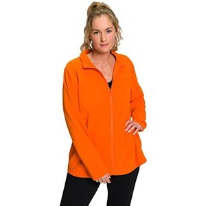 Ulla Popken Dames grote maten plus-size fleecejack, bouwkastensysteem, binnenjas, opstaande kraag zwart 42+ 796970100-42+, zwart, 42