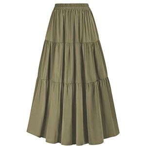 Renaissance Skirts for Women Maxi Long Medieval Skirt with Pockets Olive Green S