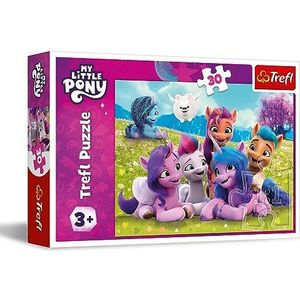 Trefl - My Little Pony, Vriendelijke Pony's - Puzzel met 30 Stukjes - Kleurrijke Puzzel met de Personages uit de Cartoon, Creatieve Ontspanning, Plezier voor Kinderen vanaf 3 jaar