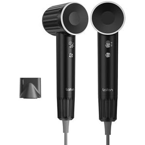 Laifen Haardroger, retroserie, 200 miljoen negatieve ionen, reisföhn met 110.000 omw/min, borstelloze motor voor snel drogen, föhn met hoge snelheid, geluidsarm met magneetmondstuk (zwart)