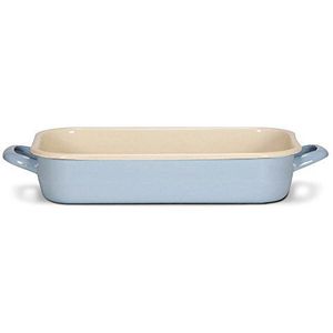 Karl Kruger Sylt Pastell Serie Grillpan, 40,0 x 27,5 x 7,5 cm, glazuur, blauw/crème, 40 x 27,5 x 7,5 cm