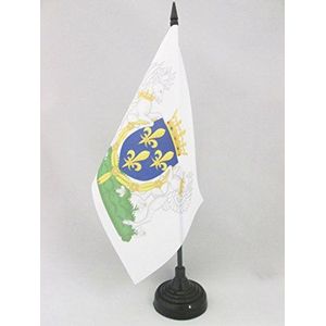 Karel VI van Frankrijk Wapen Tafelvlag 14x21 cm - Frans Koninkrijk Bureau Vlag 21 x 14 cm - Zwarte plastic stok en voet - AZ FLAG