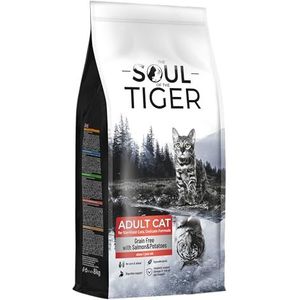 The Soul of the Tiger - Droogvoer voor volwassen katten met delicate formule zonder granen, zalm en aardappelsmaak, 8 kg