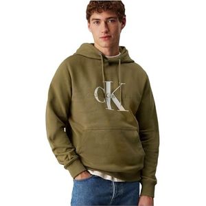 Calvin Klein Jeans Heren SEIZOENSONAL MONOLOGO REGULAR HOODIE J30J320805 Pullover Hoodie, Groen (Gothic Olive), S, Groen (Gothic Olive), S