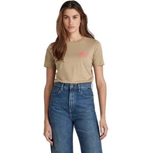 G-STAR RAW Mysid Long Slim R T T-shirt voor dames, beige/kaki (boomhuis 336-c941), XXS