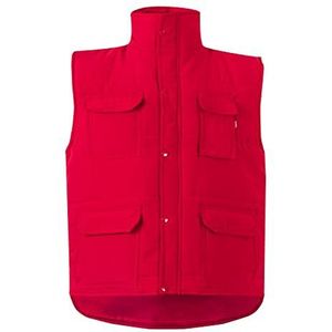 VELILLA 108, gewatteerd vest met meerdere zakken, rood, maat L