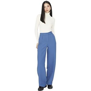 Trendyol Dames normale taille wijde pijpen broek met wijde pijpen, Blauw, 60