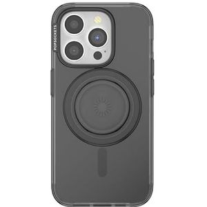 PopSockets: PopCase PlantCore voor MagSafe - Plantaardige Hoesje voor iPhone 15 Pro met een MagSafe-compatibele PopGrip - Telefoonstandaard en Grip met Verwisselbare Top - Black Translucent