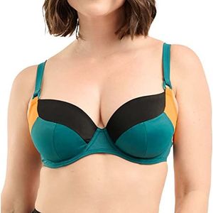 Sans Complexe Beyond The Beach badpak met beugels, Black Green Yellow, 100D dames, Zwart Groen Geel, 85D