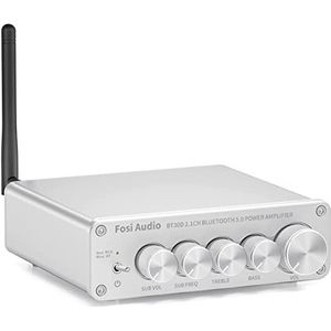 Fosi Audio BT30D-S Bluetooth 5.0 Versterker Stereo Audio Ontvanger 2.1 Kanaals Mini Hi-Fi Klasse D Geïntegreerde Amp 50 Watt x2+100 Watt voor Home Outdoor Passieve Luidsprekers en Subwoofer