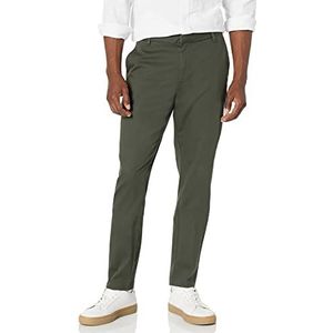 Amazon Essentials Heren Slim-Fit Kreukbestendige Flat-Front Stretch Chino Broek, Donker Olijf, 32W x 30L