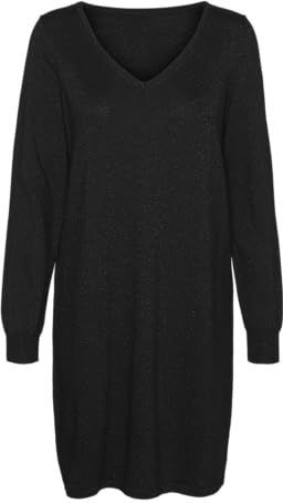 VERO MODA VMHAPPYSHINE LS 2WAY korte jurk Boo, Zwart/Detail:w. Dtm Lurex, M