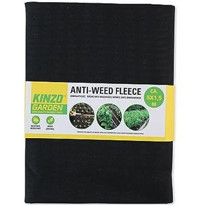 Kinzo Onkruidbestrijdingsdoek, onkruidfolie, 500 x 150 cm, vliesdeken voor tuin en paden, geschikt voor elke tuin, afdekking voor bloemperken en paden, zwart