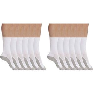 DIM - Set van 12 Paar Sokken - Wit - Katoenmateriaal - Gevlekte Grijze Tenen