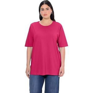 Ulla Popken Basic T-shirt met ronde hals voor dames, Magentapink., 54-56