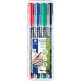 STAEDTLER 317 WP4 Lumocolor permanente pen, medium lijnbreedte, 1,0 mm - verschillende kleuren (Pack van 4)