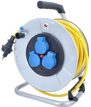 as - Schwabe Kabelhaspel 33 m - SEV type 13 Stekker - Thermische Bescherming - IP55 - Verzinkt Stalen Frame