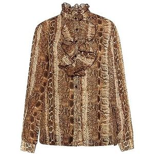 SWIRLIE Damesblouse, bruin/beige, M