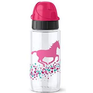 Emsa Drink2Go Drink2Go Drink2Go Tritan drinkfles, 0,5 liter, auto-close-kindersluiting, 100% dicht, lekvrij, vaatwasmachinebestendig, BPA-vrij, roze paard