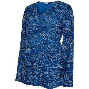 MAMALICIOUS Dames MLCOSTA L/S WO TOP A. Blouse, Strong Blue/AOP: Zwart patroon, M, Strong Blue/Aop: zwart patroon, M