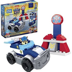 Mega Bloks GYJ00 - Chase's Politieauto, geïnspireerd door PAW Patrol: De film, Bouwset met 1 beweegbaar Chase-figuur en 30 mini-bouwstenen, vanaf 3 jaar