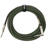 Ernie Ball Kabelassemblages voor muziekinstrumenten 6082 gevlochten zwart/groen kabel van 5,49 m, 18ft, Recht/Gehoekt