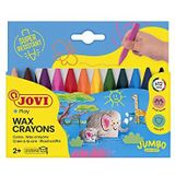 Jovi - Jumbo Easy Grip Crayons, Koffer met 12 driehoekige kleurpotloden, Diverse kleuren, Super resistent en hoge prestaties, Glutenvrij (973/12)