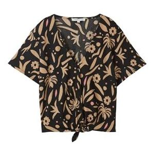 TOM TAILOR Denim T-shirt voor dames, 35339 - Zwarte Tropical Print, M