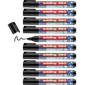 edding 360 whiteboardmarker - zwart - 10 whiteboardstiften - ronde punt 1,5 - 3 mm - boardmarker uitwisbaar - voor whiteboard, flipchart, magneetbord, prikbord, memobord - sketchnotes - navulbaar