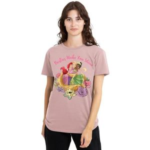 Disney prinses Besties Shine met Ariel, Rapunzel, Tiana dames T-shirt, roze, X-Large, roze, XL