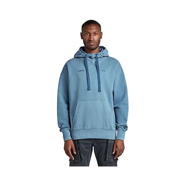 G-STAR RAW Heren Garment Dyed Oversized Hooded Sweater Trui, Blauw, S, blauw, S