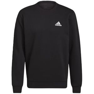 adidas FEELCOZY ESSENTIALS FLEECE SWEATSHIRT, Heren, Black/White, M Tall