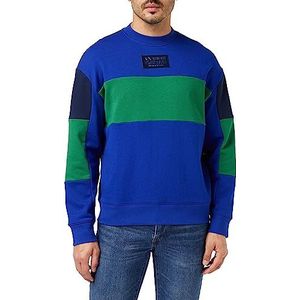 Armani Exchange Duurzaam sweatshirt met cuffed, Color Block voor heren, blauw/groen, XXL