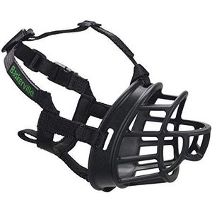 Veilige BASKERVILLE ULTRA MUZZLE, maat 5, gepatenteerd humaan ontwerp, ademend, hond kan hijgen en drinken, verstelbare, gevoerde, hondentrainingssnuit voor middelgrote en grote honden, voorkomt bijten en opruiming van wilde dieren