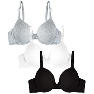 Fruit of the Loom Women's T-Shirt Bra, Black/White/Grey Heather, 42D