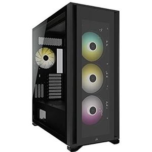 Corsair iCUE 7000X RGB Full-Tower ATX-Computerbehuizing (High-Airflow Voorpaneel, Drie Meegeleverde 140mm-Ventilatoren met PWM-Repeater, Eenvoudig Kabelbeheer, Aanpasbare Zijventilatorsteunen) Zwart