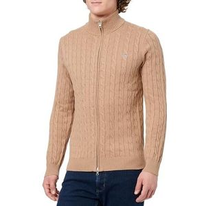 GANT Katoenen cardigan met ritssluiting, Dk. Sand Melange, S