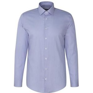 Seidensticker Zakelijk overhemd voor heren, shaped fit, zacht, kent-kraag, lange mouwen, 100% katoen, blauw, 40