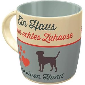Nostalgic-Art Retro koffiebeker - Pfotenschild - Ein Haus ist kein Echt Zuhause Grote gelicentieerde mok als vintage cadeau voor hondenfans, 330 ml, 1 stuk (1 stuks)