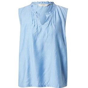 Cream Dames Mouwloos Topshirt, Frill-Blouse, Regular-Fit, Plaid Blue, 38