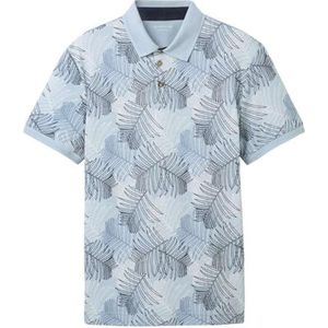 TOM TAILOR Poloshirt voor heren, 35094 - Blauw Multicolor Leaf Design, S