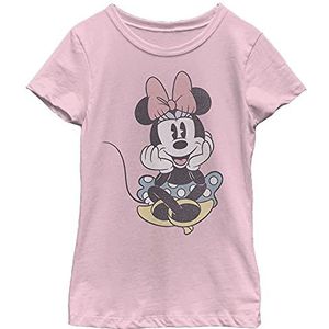 Disney Characters Minnie Sit Girl's Solid Crew Tee, Light Pink, X-Small, Rosa, XS