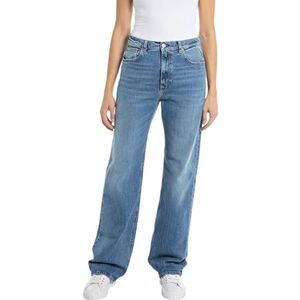 Replay Dames hoge taille comfortabele pasvorm jeans Laelj Rose label collectie, 009, medium blue, 32W x 32L