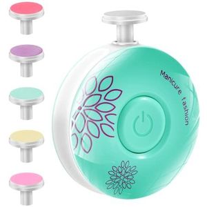 Brencco Elektrische nagelvijl voor kinderen met zes verwisselbare slijpkoppen, geluidsarm