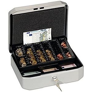 Durable 177857 Geldkoffer Euroboxx S, met 2 sleutels, incl. telbord en bankbiljetvakjes, zilvergrijs, met 2 sleutels.
