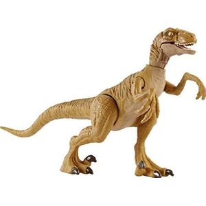 Jurassic World Savage Strike dinosaurusfiguur, kleiner formaat, aanvalsbeweging specifiek voor raptor, beweegbare voor- en achterpoten, leuk geschenk voor kinderen van 4 jaar oud en ouder, HBX32