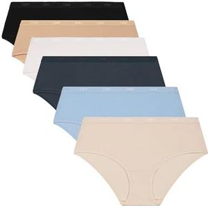 Dim Boxershorts voor dames, 6 stuks, EcoDim zakken, comfortabel en zacht, onzichtbare riem, extra platte afwerking, meerkleurig, Set blauw overhemd, M